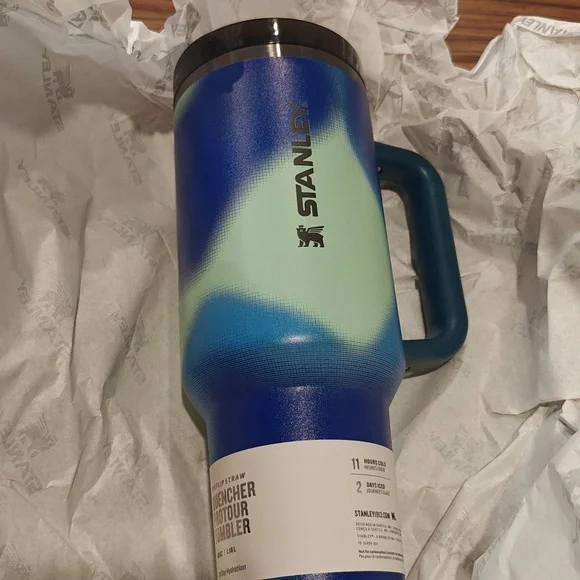Stanley Teal, Aqua & Royal Blue Gradient Travel Mug with Handle - Picture 4 of 6
